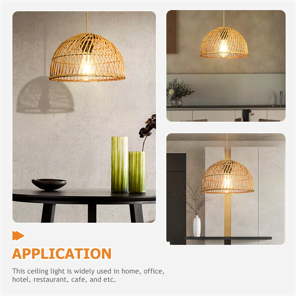 

Pendant Light E26 Base Kitchen Ceiling Light Fixture Hanging Woven Rattan Design Soft Warm Lighting Pendent Lights in Kitchen