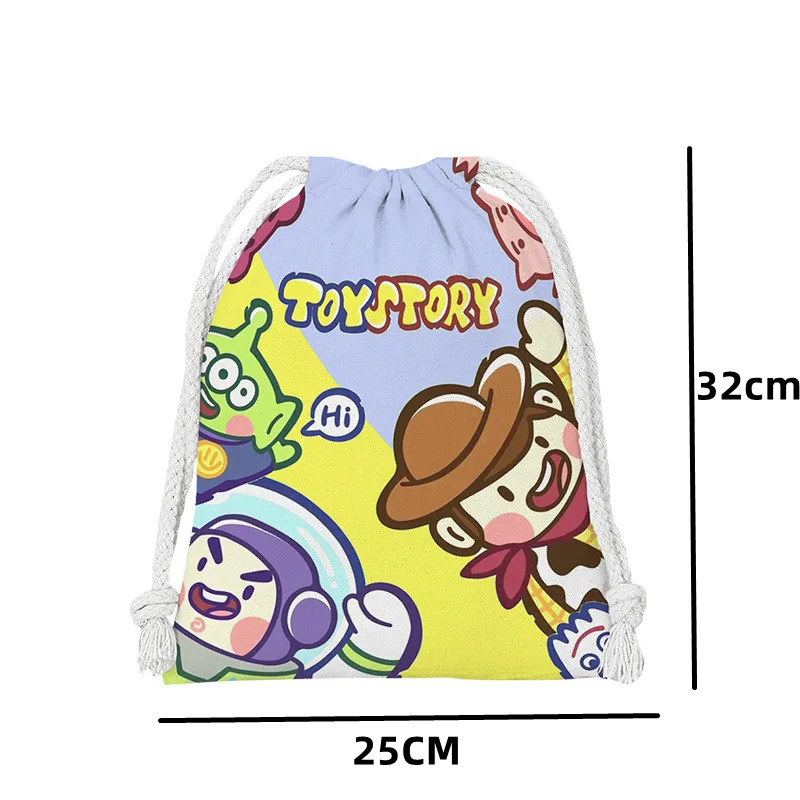 Disney Anime Toy Story Bundle Pocket Kawaii Woody Drawstring Cartoon Bag Buzz Lightyear Lotso Storage Bag Wash Bag Kids Gifts