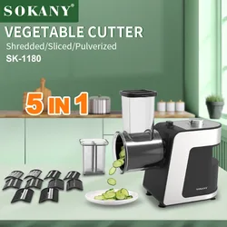 5in1 Electric Vegertable Cutter With Stainless Steel Blade 220V 1000W Multifunction Potato Cucumber Carrot Slicer Food Processor