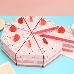 8Pcs  Cake Shaped Cookie Cracker Box Paper Gift Boxes Baby Shower Favors Treat Kids Birthday Party Dessert Packaging Box
