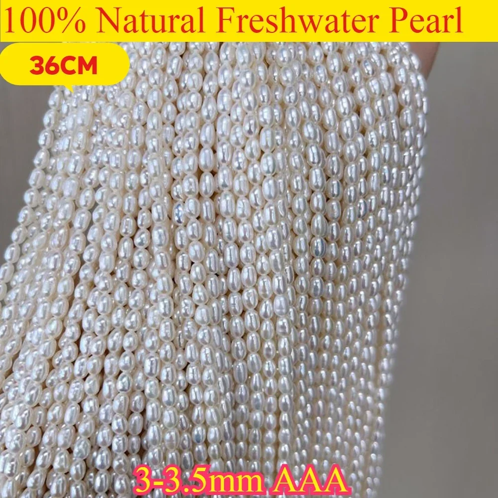 

3-3.5mm AAA Exquisite Rice Small White Bead Wedding Wholesale Natural Freshwater Pearl Jewelry Make DIY Necklace Bracelet Women