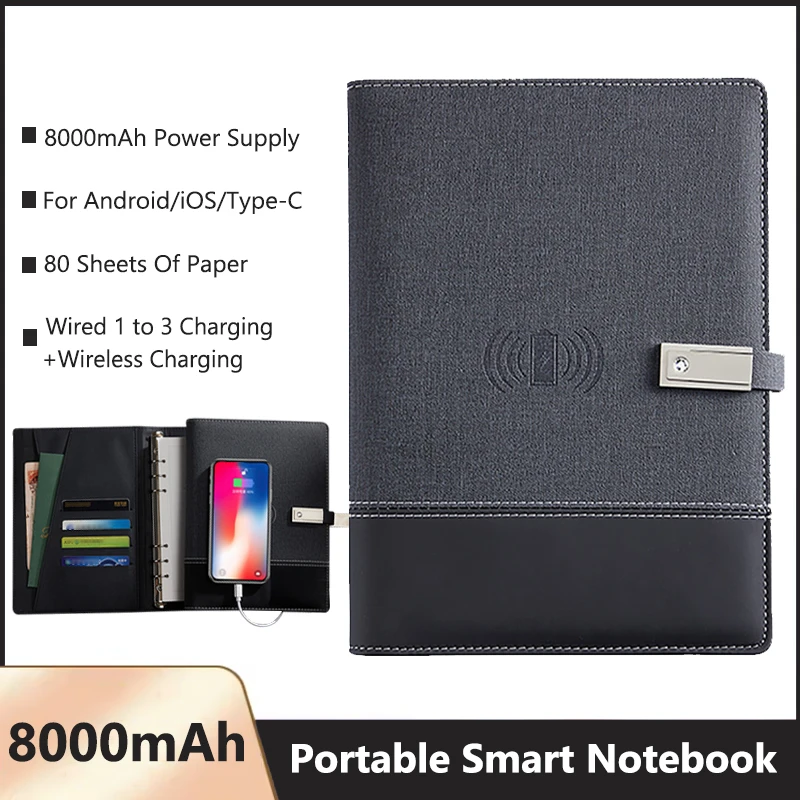 

Smart Notebook Wireless Charging 8000mAh Power Supply for Student Designer Business Man Record Notes Bluetooth Writing Notepad