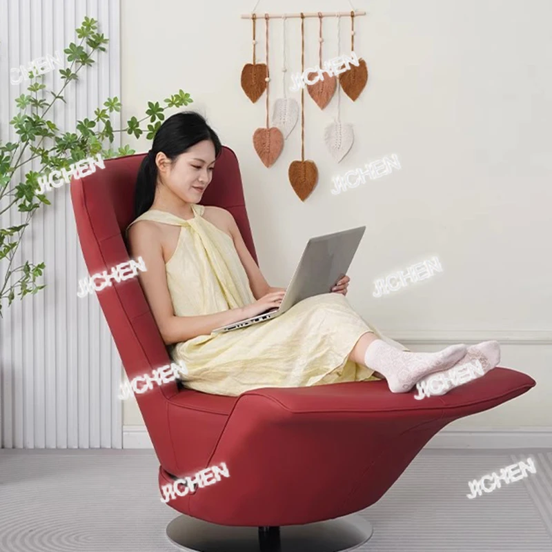 

XHQC кожаный вращающийся стул для гостиной, современный черный большой вращающийся стул, скандинавский роскошный расслабляющий стул Mecedora Adullto, домашняя мебель