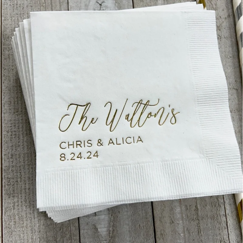 

50 Personalized Wedding Napkins Custom Monogram Beverage Cocktail Cake Dessert Appetizers Bar Custom Printed Napkin Luncheon D