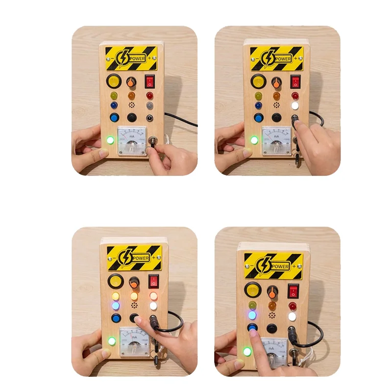 

Montessori Busy Board Sensory Wooden With LED Light Switch Control Board Travel Activities Children Games For Kids, Durable