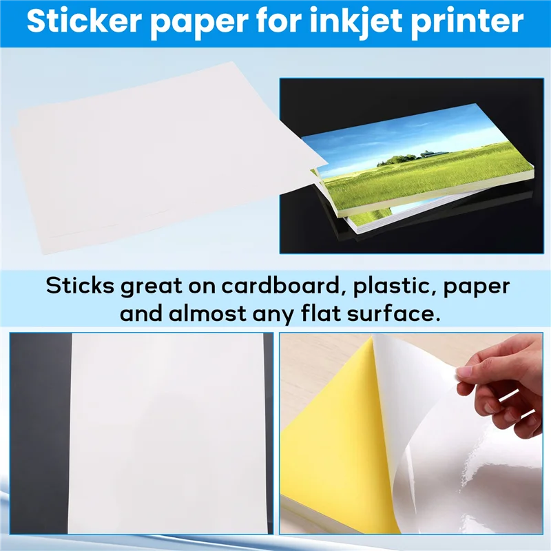 AEF7-50 Sheets A4 White Self Adhesive Waterproof Sticker Label Surface Paper For Lazer Inkjet Printer Copier