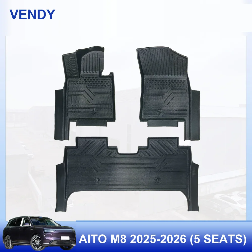 TPE Car Floor Mats Custom Fit for AITO M8 2025-2026 5 Seat Left Hand Drive Full Set All Weather Waterproof Easy to Clean