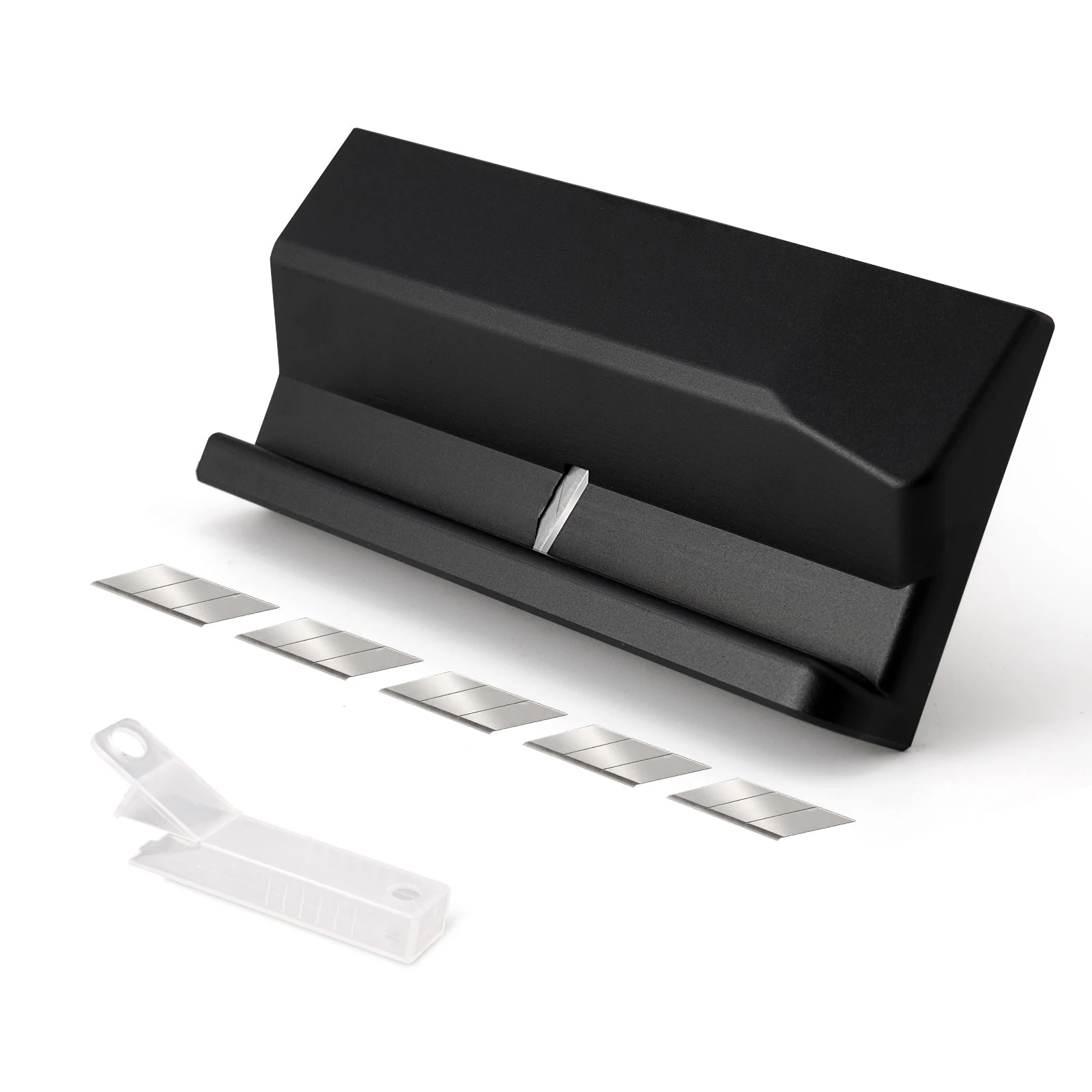 

FOSHIO Aluminum Rubber Squeegee Blade Sharpener with 5pcs Carbon Steel Blade Car Tint Window Film Vinyl Wrap Scraper Trimming