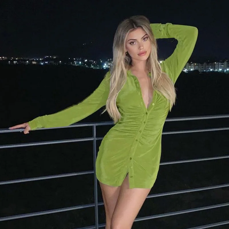 Bla Ruched تمتد irt Dr عارضة الاسمية المرأة عالية الخصر V-Ne طويلة Sve ort تنورة H-ape البوليستر النسيج
