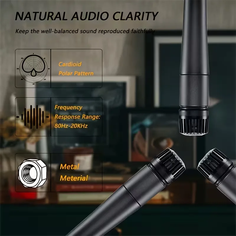 Image 6: Kit de 3 microphones filaires SM-57 pour ordinateur, jeux, streaming et karaoké, avec support et valise