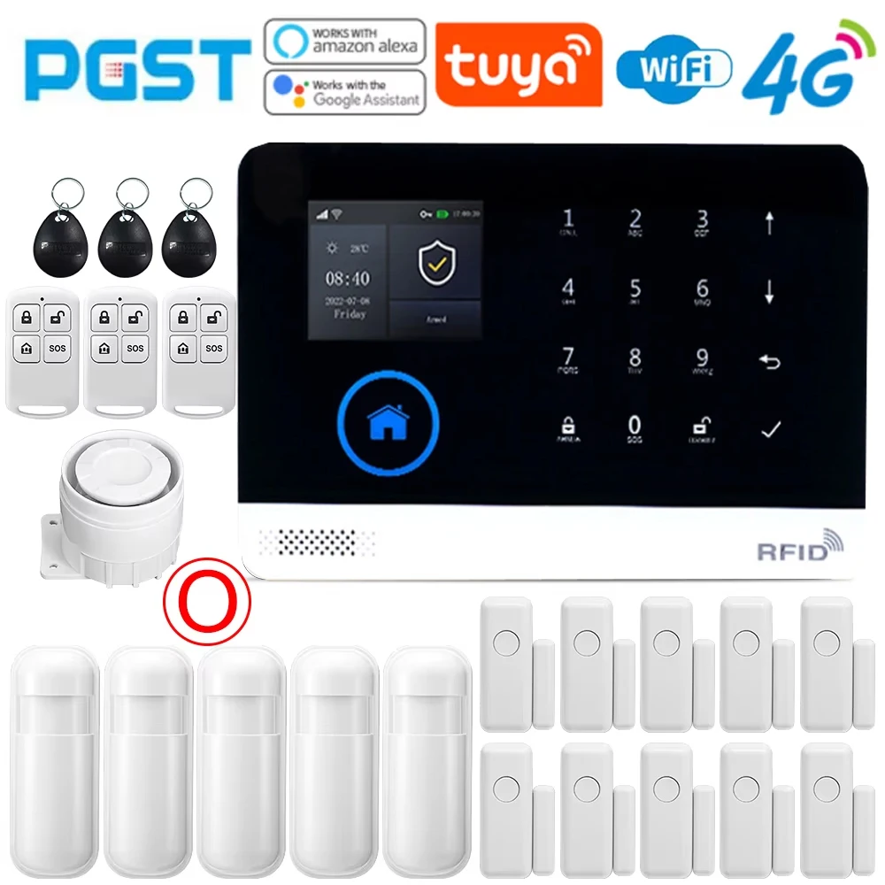 PGST Home Alarm System, WIFI Security Alarm, Anti-Theft with Door Motion Sensor, Works with Your Control and Alexa