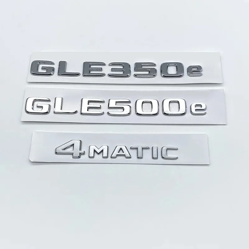 3D Flat Font Chrome Black Letters for Mercedes Benz W166 V167 Car Trunk Logo Sticker GLE350e GLE500e GLE350de 4Matic ABS Emblem
