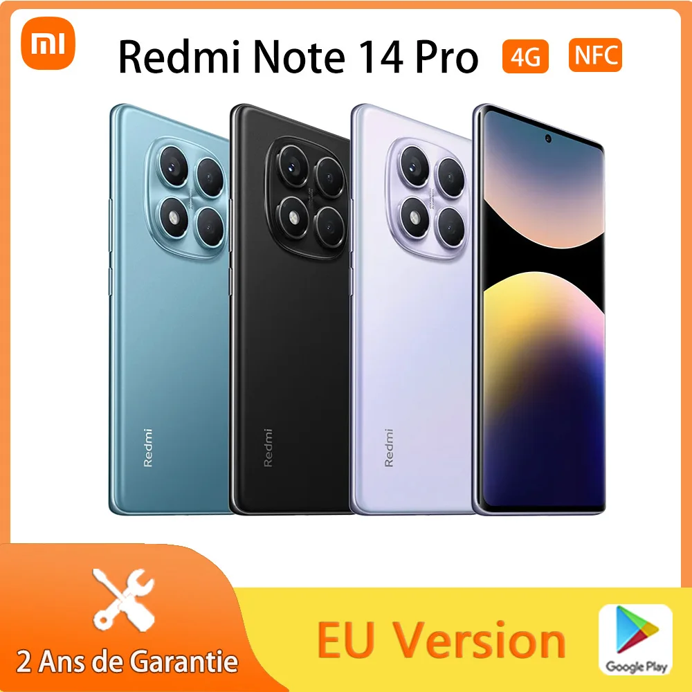 Xiaomi Redmi Note 14 Pro 4G, NFC, smartphone, MediaTek Helio G100-Ultra, AMOLED screen of inches, 120Hz, camera of 200 MP, battery of mAh