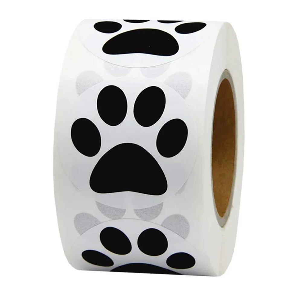 

500Pcs Animal Sticker 1 Inch Dog Paw Pattern Labels for Children Parties Toy Sticker Kennel Decorate Mailing Envelope Seal Label