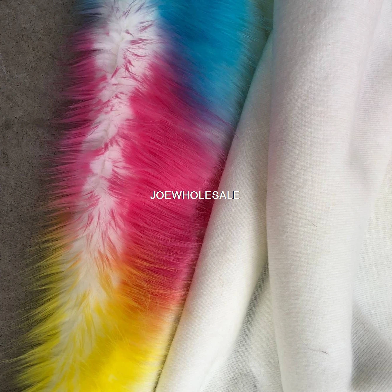 High-grade rainbow fuax fur fabric,imitation fox fur,plush velvet cloth,doll cloth decorative carpet material,Faux fur fabric