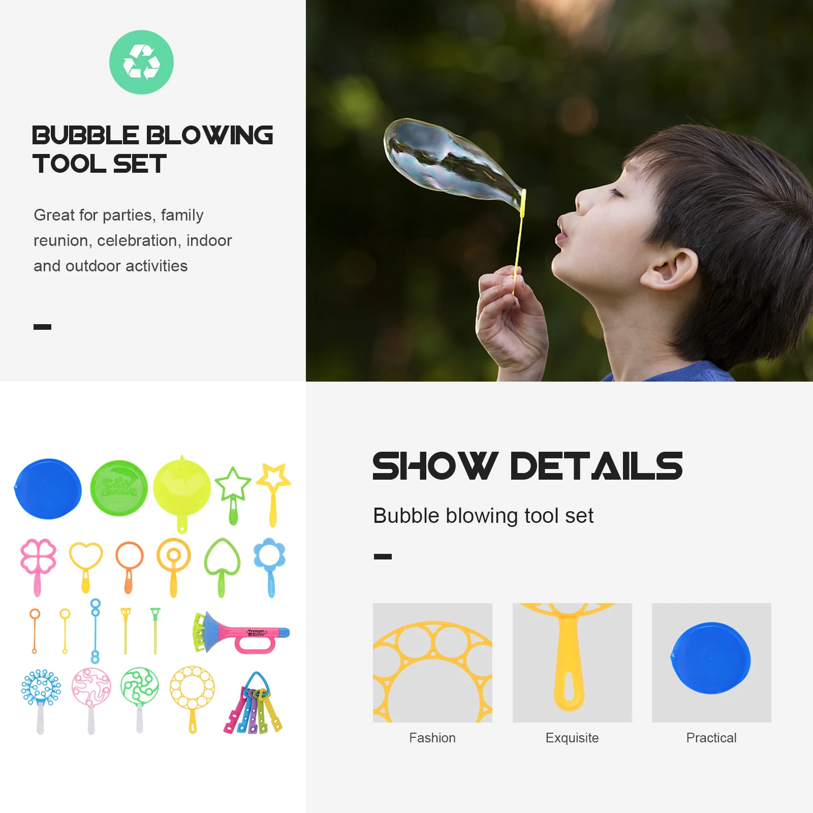 29Pcs Bubble Stick Set Cartoon Bubble Bar Durable Handle Tray Outdoor Play Fun Kids Funny Toy Kids Accessories