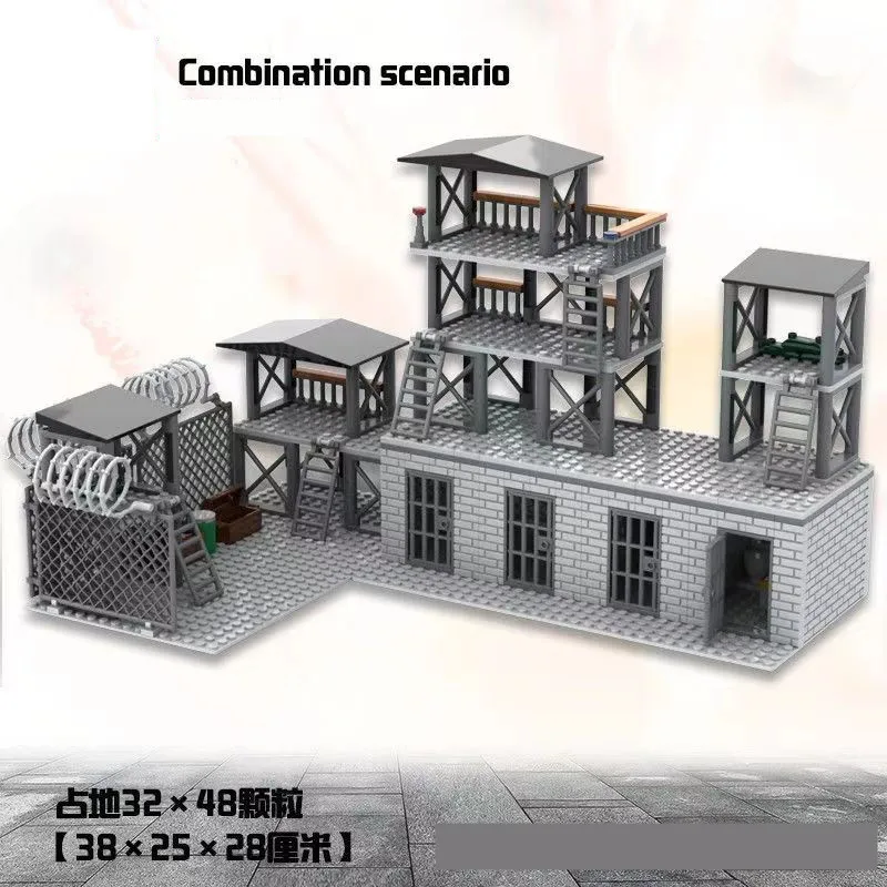 MOC Military Base prison brig Building Blocks kits Toys for Boys Compatible Army Figures Weapons Accessories Bricks