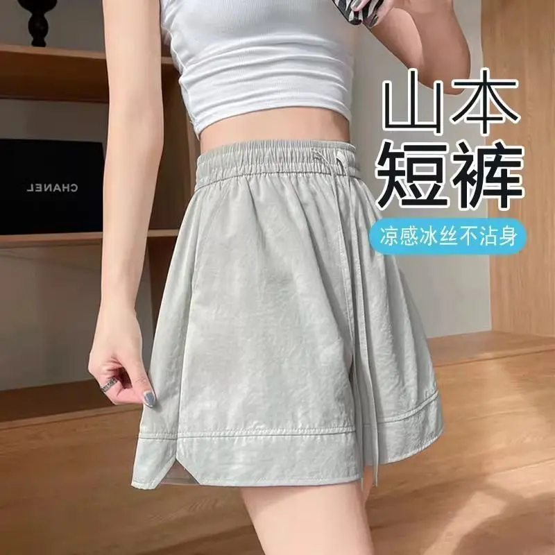 반바지 여성용 미니멀리스트 심플 일상 스트라이프 린넨 혼방 부드럽고 편안한 하이웨이스트 가벼운 캐주얼 릴렉스 핏