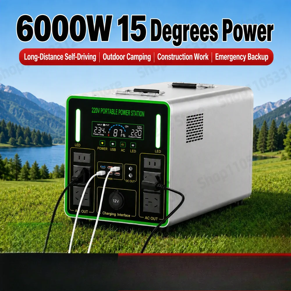 2500W 4.2kWh Portable Power Station  Battery Pure Sine Wave Solar Generator Fast Charging for Camping Home Backup