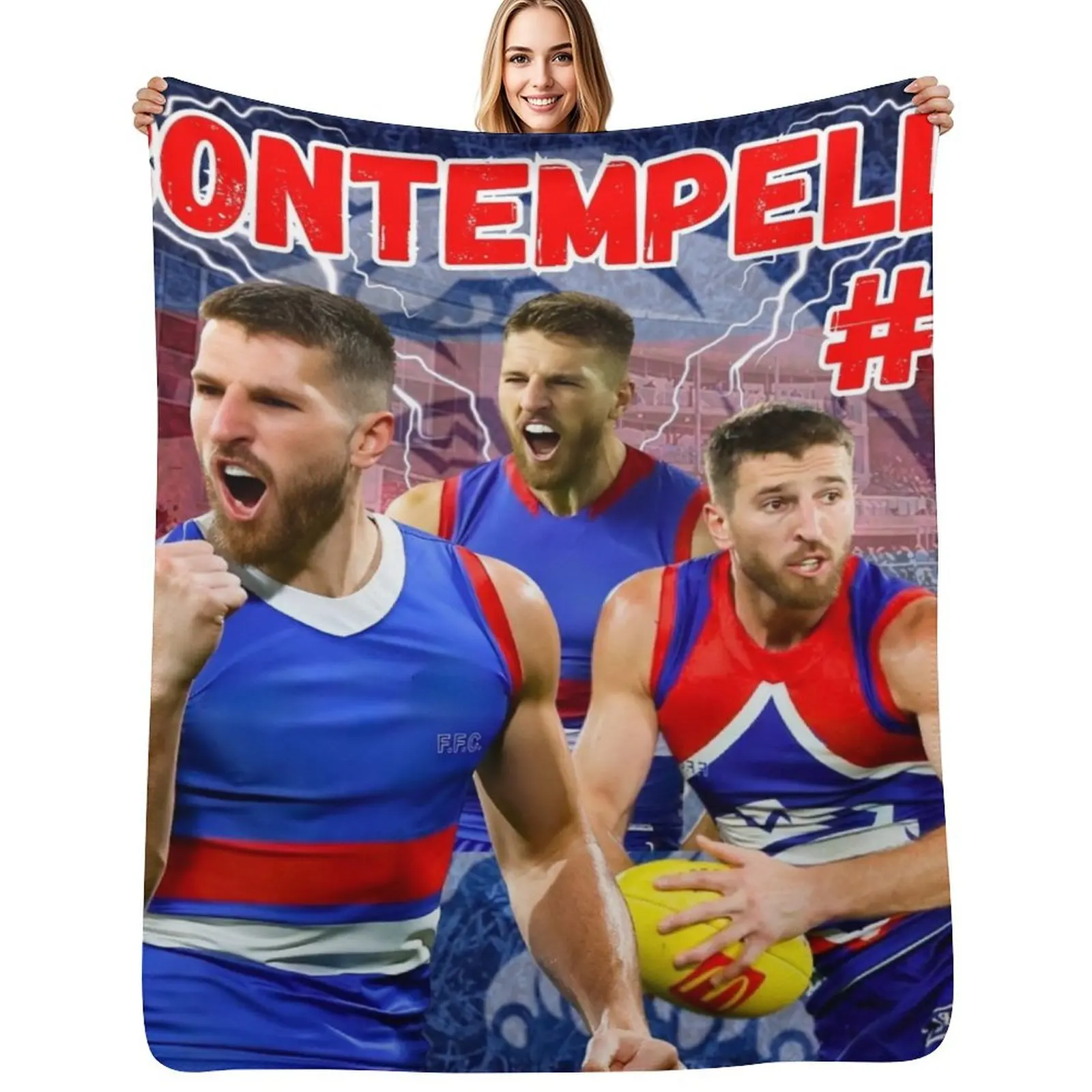 

Marcus Bontempelli Western Bulldogs AFL Footballer Throw Blanket Machine Washable Soft Warm Blanket