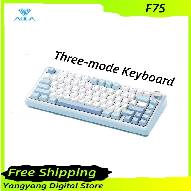 AulaF75 Mechanical Keyboard, Gasket Structure, Full Keys, Hot-swappable, Bluetooth, 2.4wireless, Three-mode Keyboard, Customized