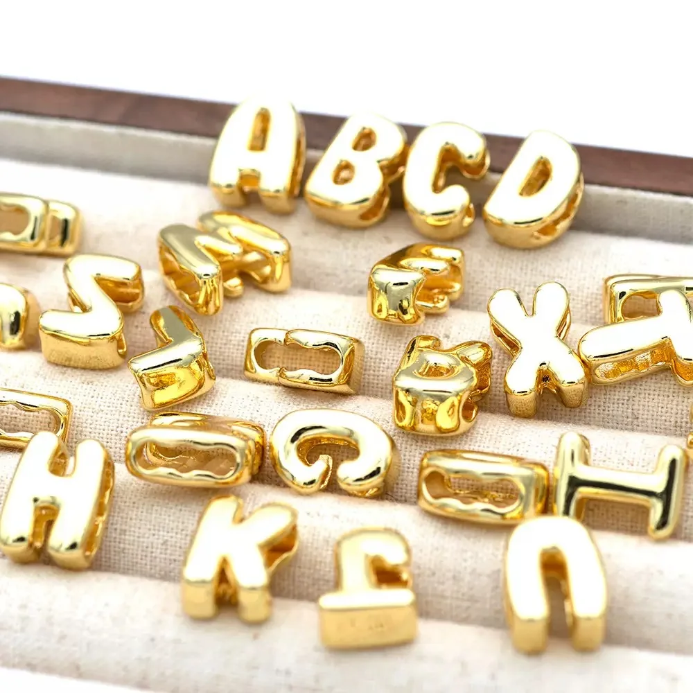 

26Pcs-﻿Glossy Gold /Silver Color 26 English Letter Bead, Big Hole Initial Beads,DIY Jewelry Making Supplies