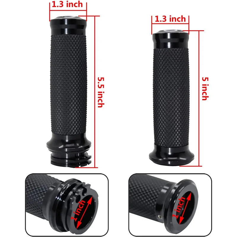 Universal 1In 25Mm Hand Grips Motorcycle Handle Bar Handlebar for Harley Touring Sportster 883 1200 XR for Suzuki Black