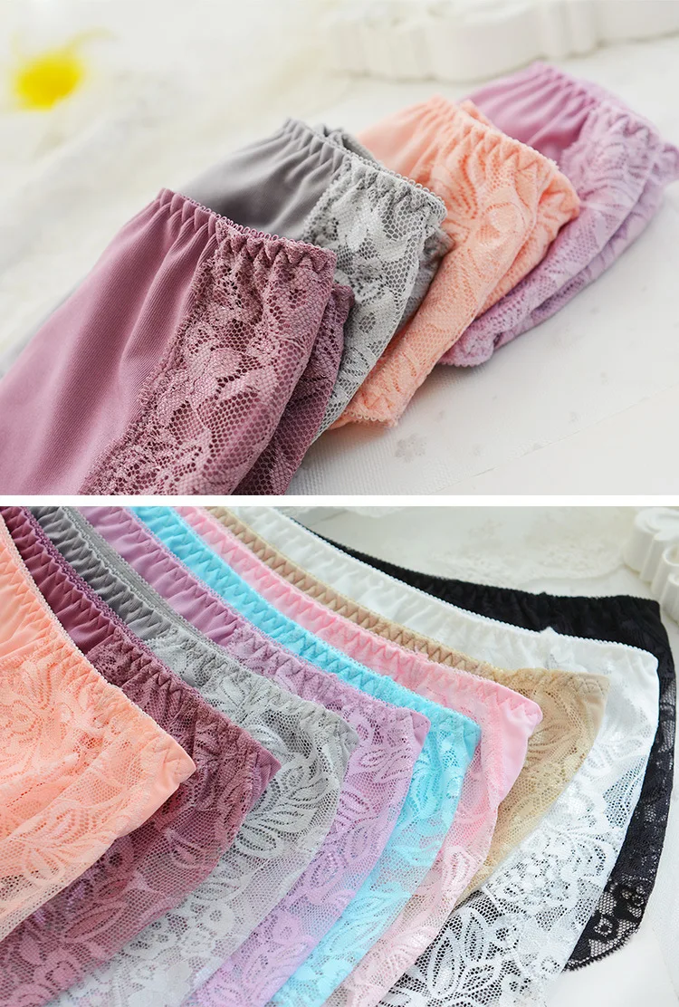 YAVO SOSO High Quality Luxury Lace Sexy Lingeries Briefs Women Underwears Plus Size 4XL  Milk Silk  Women Panties Intimates