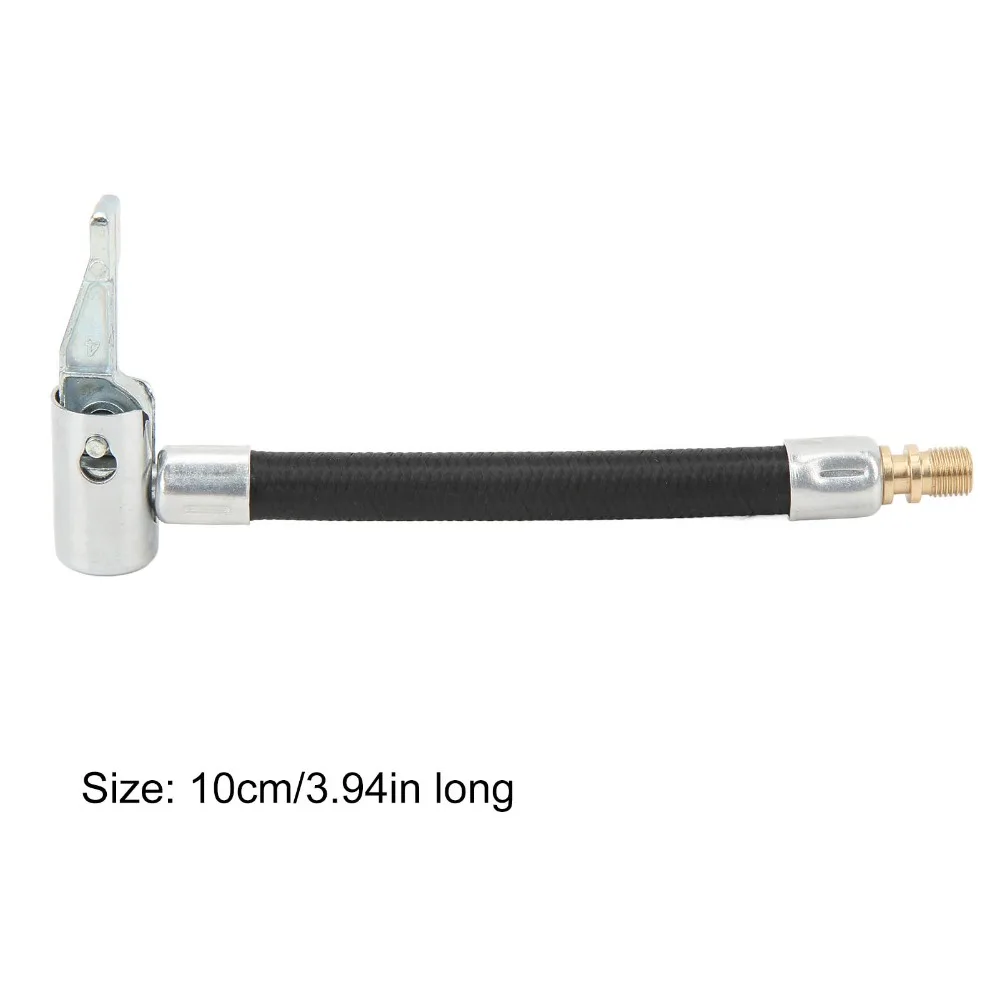 5PCS 10cm / 3.94 Inch Tire Inflator Hose Braided Rubber Hose Brass Threaded End Air Pump Extension Tube Aluminum Alloy Fitting