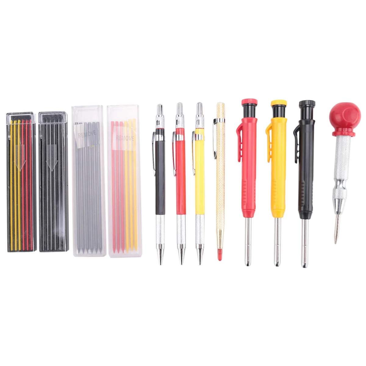 Mechanical Carpenter Pencils Set with Marker Refills, Carpenter Carbide Scriber Tool Woodworking Pencils Marker Tools