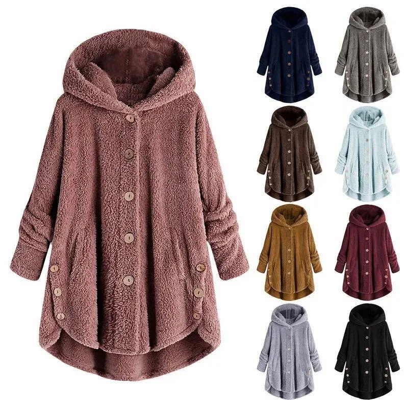 

Buttoned Plush Top Women's Fashion Spring Season Non-Brand Official Number XB1732014275526824154 No Hat Included