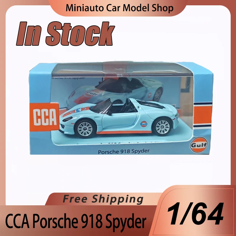 Novo em estoque cca 1:64 porsche 918 spyder golfo versão liga modelo em miniatura chevrolet camaro golfo carro esportivo brinquedos presente do miúdo
