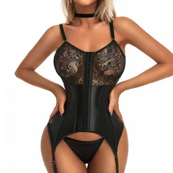 ACELANDY-yeni seksi korse iç çamaşırı büstiyer kadınlar askılı Bodysuit dantel şilt Up sutyen şekillendirici zayıflama nefes alan iç çamaşırı toplamak