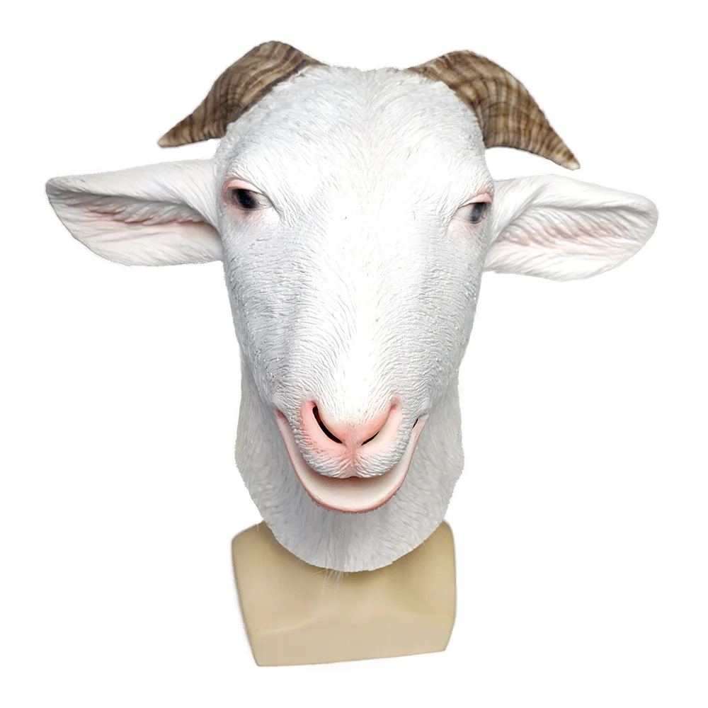 

The Goat Mask Halloween Latex Animal Head Cover Funny Dress Up Performance Cosplay Props Accessories Unisex