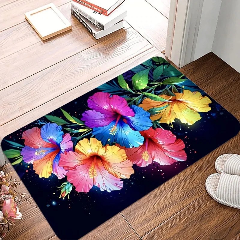 Beautiful Flowers Printing Non-Slip Small Rug Waterproof Easy Clean Floor Mat for Indoor Outdoor Use Durable Home Decor Fashion 3