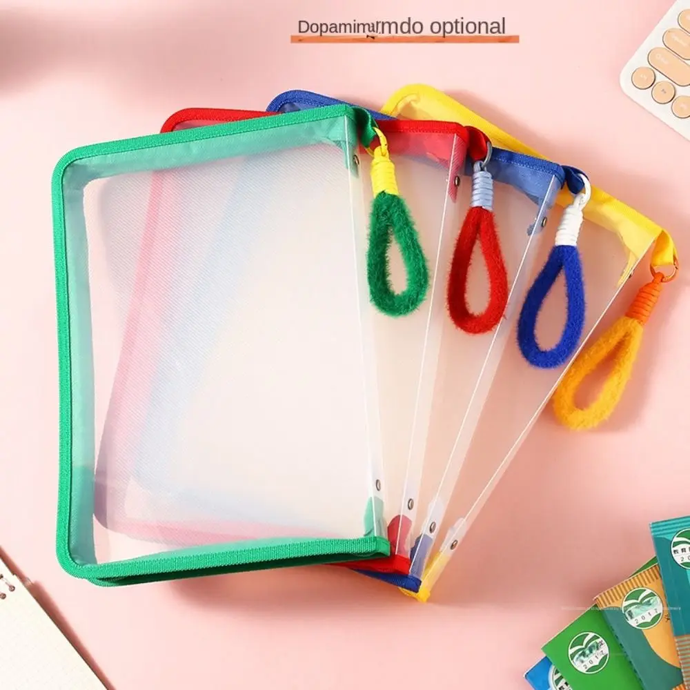 Creativiti A4 Zipper Document Bag Twill Transparent Textbook Bags Large Capacity Test Organizat Test Paper Storage Container