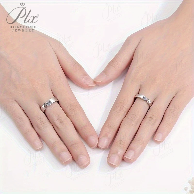 Couple Rings Featuring VVS1 Grade Moissanite crafted with a minimalist design suitable for banquets and engagement occasions