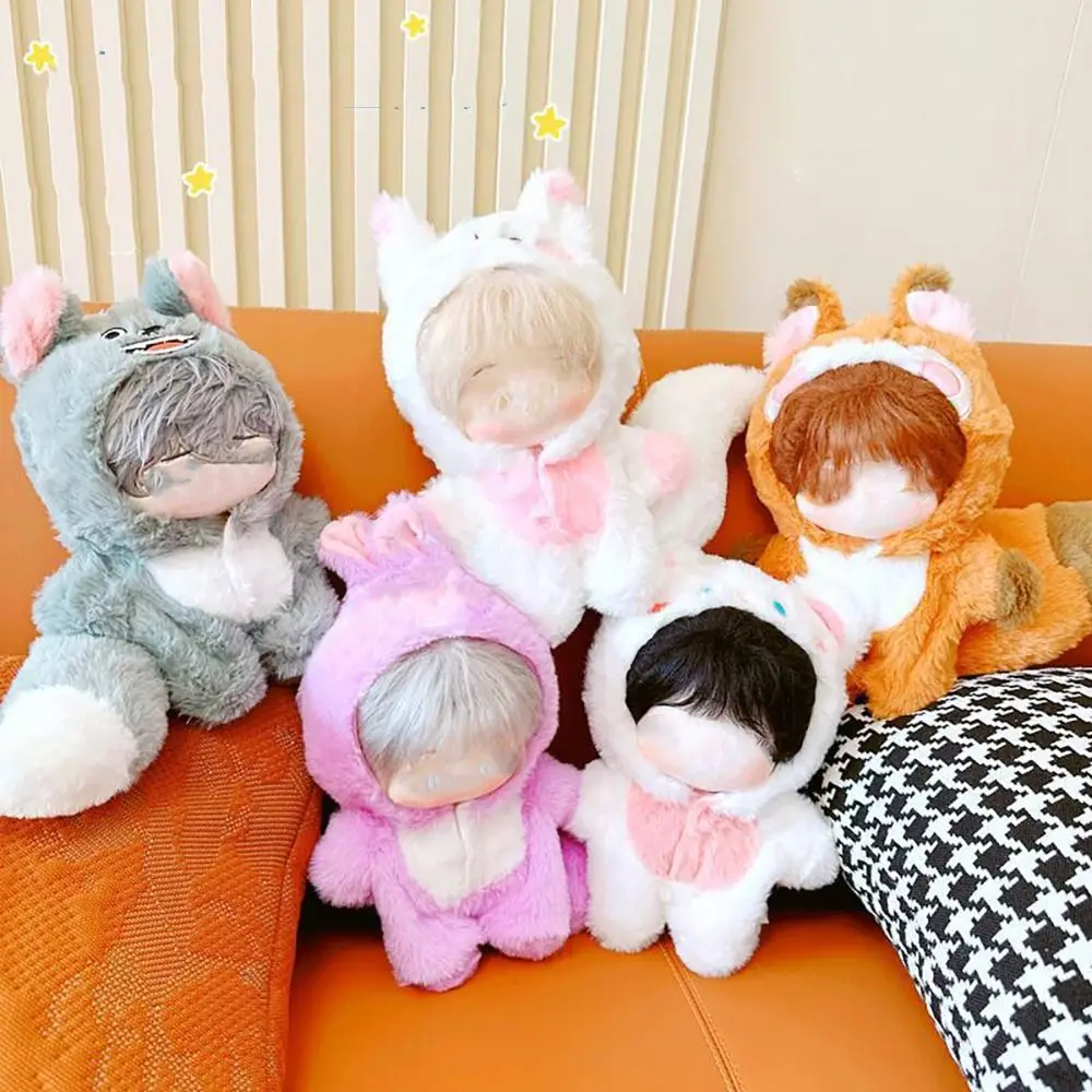 Playing House Toy Accessories Fox Wolf Bear 20cm Doll Clothes One-piece Garment Jumpsuits With Tail Cartoon Animal Outfit