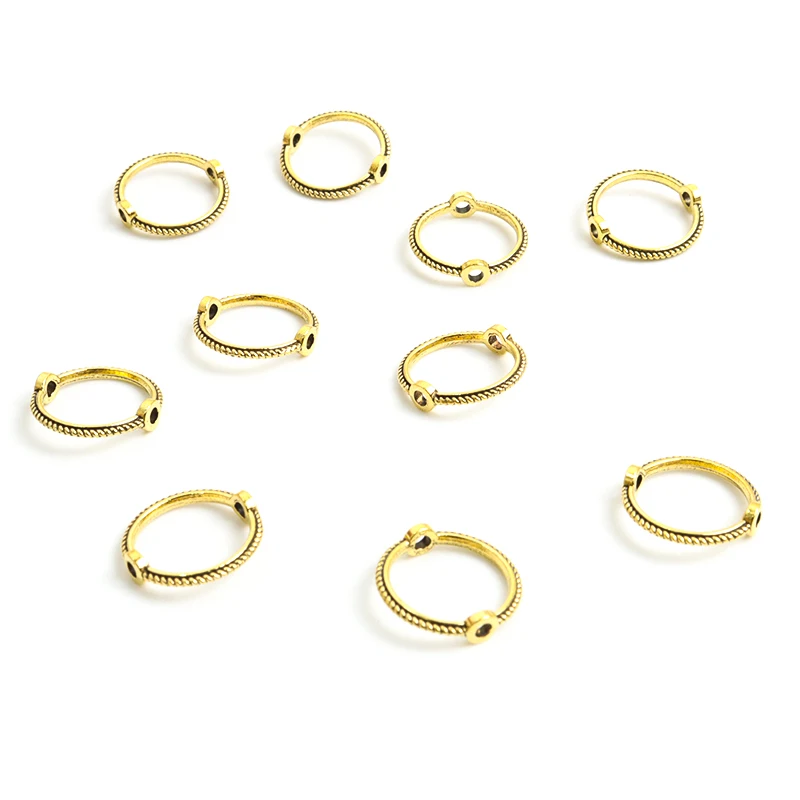 50pcs 10.3mm Vintage Gold Silver Color Round Bead Ring Metal Spacer Bead Cap For Jewelry Making DIY Bracelets Earrings Accessory