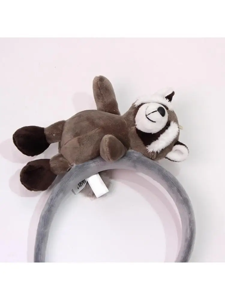 

39BB Lovely Raccoon Hair Accessory For Washing Face Breathable Cloth Headpiece Travel Friendly Adjustable Hair Band