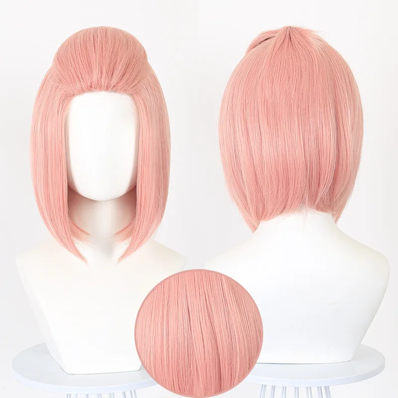 Synthetic Short Pink Straight Wig with Styling Mantis-Wolf Tail Inspired Cosplay Daily Party Costume Anime Fiber Hair
