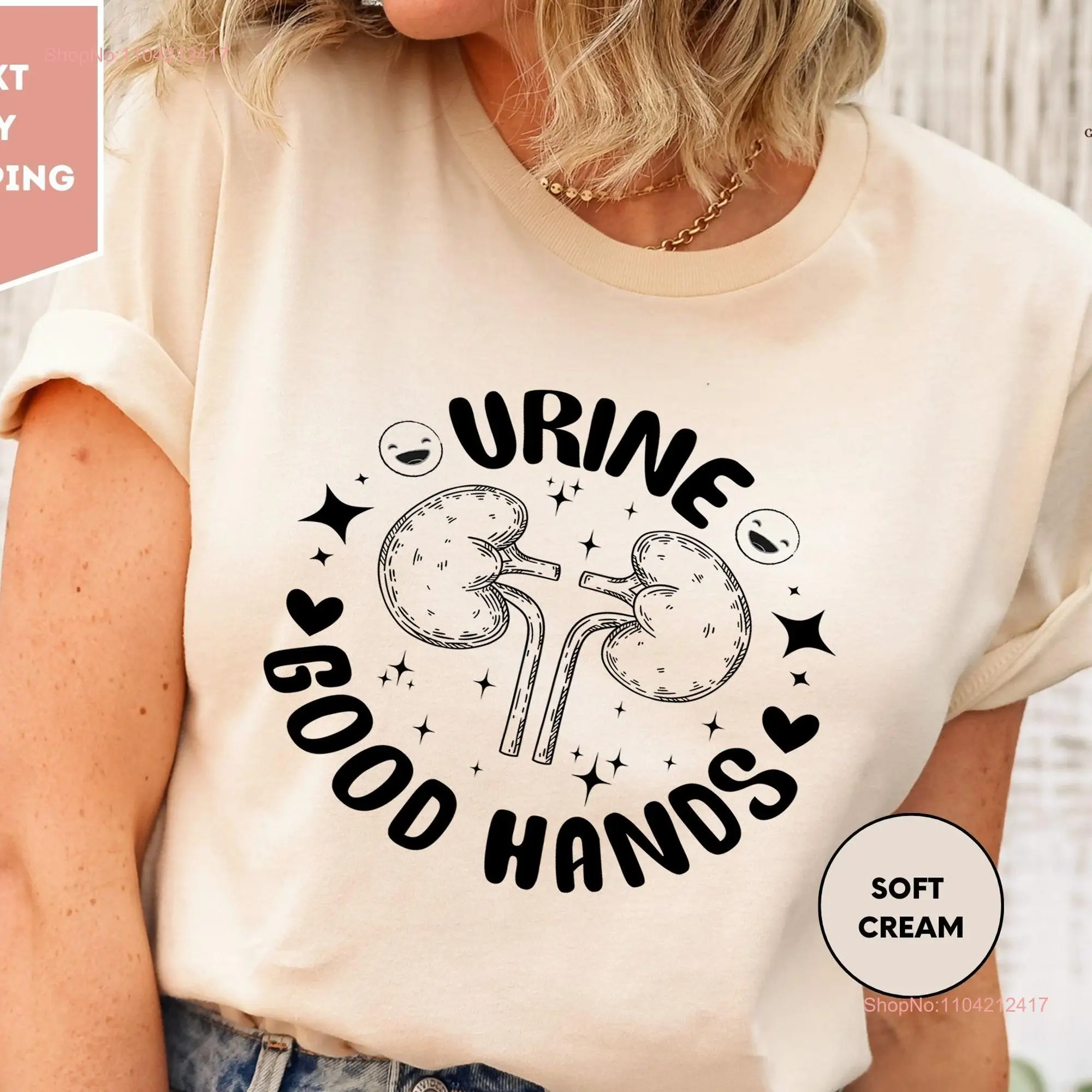 Urine Good Hands T Shirt Dialysis Nurse s Nephrology Kidney Disease Tech for Him long or short sleeves