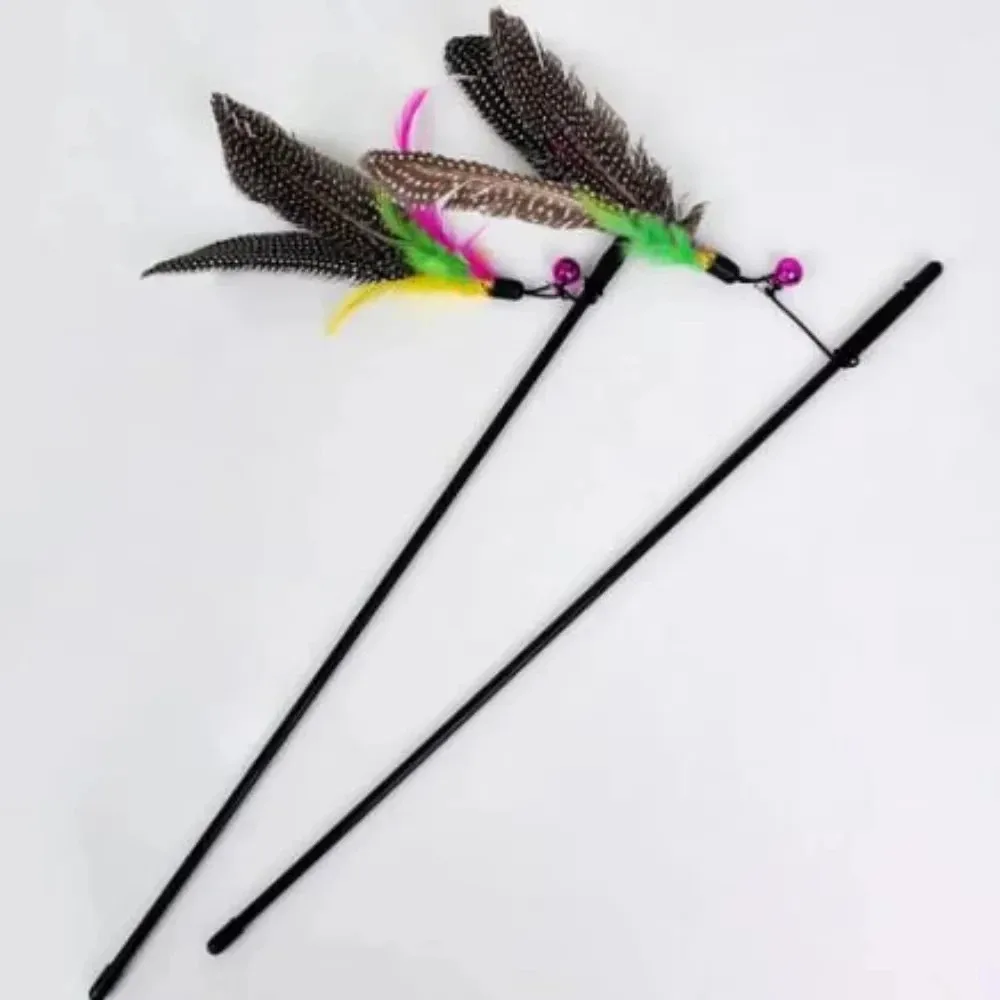 Lustige Kätzchen Katze Teaser Interaktive Spielzeug Stange mit Glocke und Feder Spielzeug für Katzen Teaser Interaktive Spielzeug Stange Haustier Katzen Stick – Detail 2