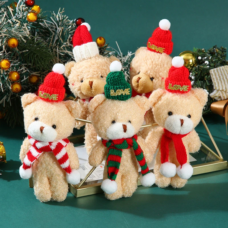 Orso di Natale Bambole di peluche Peluche Natale Simpatico cuscino di Natale Giocattoli di peluche Regali di Natale Ciondolo portachiavi con ciondolo borsa Kawaii