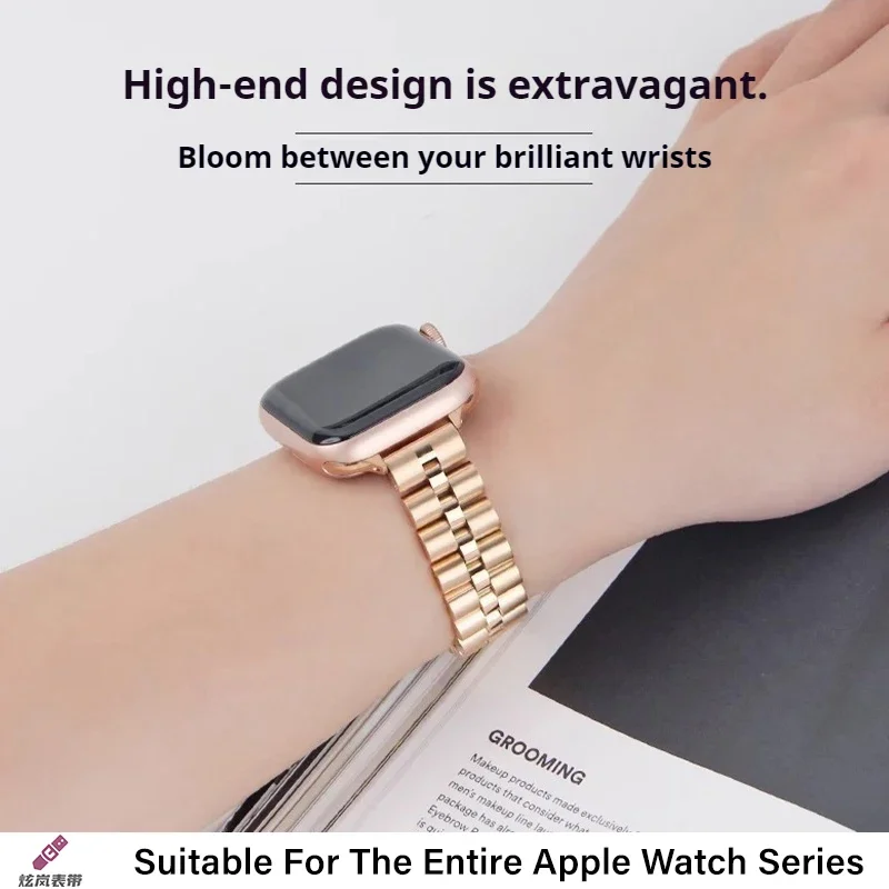 14mm metal strap for apple watch band 44mm 40mm 45mm 41mm 42mm 38mm iwatch series 6/7/SE/5/4/3/2 bracelet replacement wristband