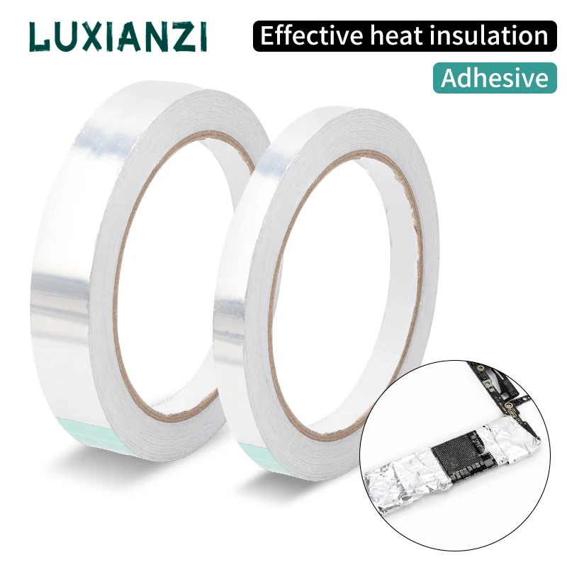 LUXIANZI 10/20M สูงอุณหภูมิ Conductive อลูมิเนียมฟอยล์เทปสําหรับเมนบอร์ดโทรศัพท์เชื่อมความร้อนฉนวนกันความร้อนเทปฟอยล์ดีบุก