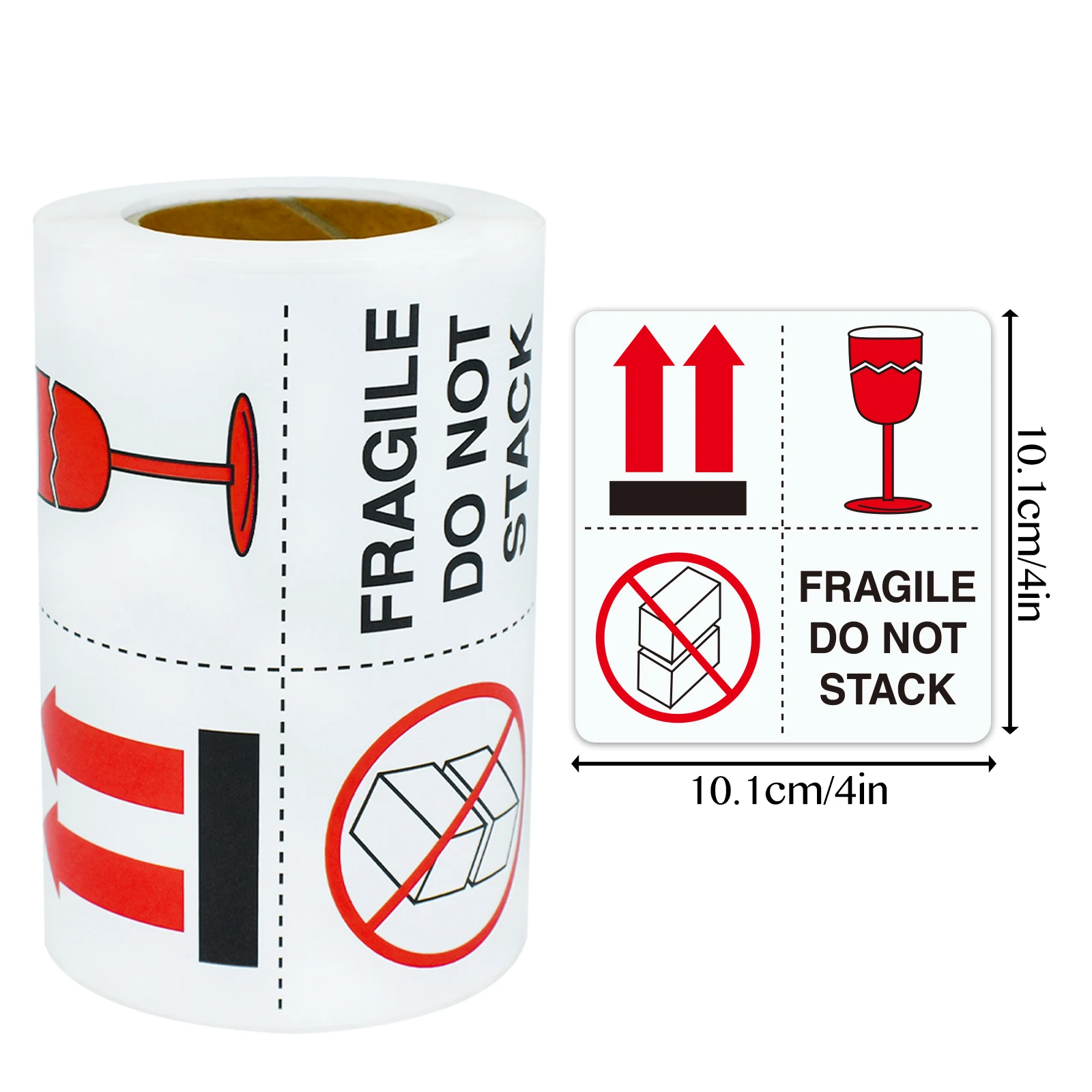100Pcs 4In*4In Fragile Goods Do Not Stack Red Arrow Transport Warning Stickers Express Delivery Packaging Warning Labels Transport Warning Label Stickers, Handle with Care Warning Label Stickers