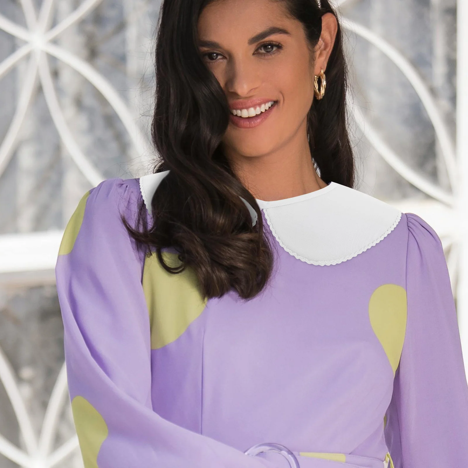 取り外し可能な白いフェイクカラー女性用コットンレースラウンドラペル偽ブラウスディッキー秋冬エレガントカジュアルオフィス衣装