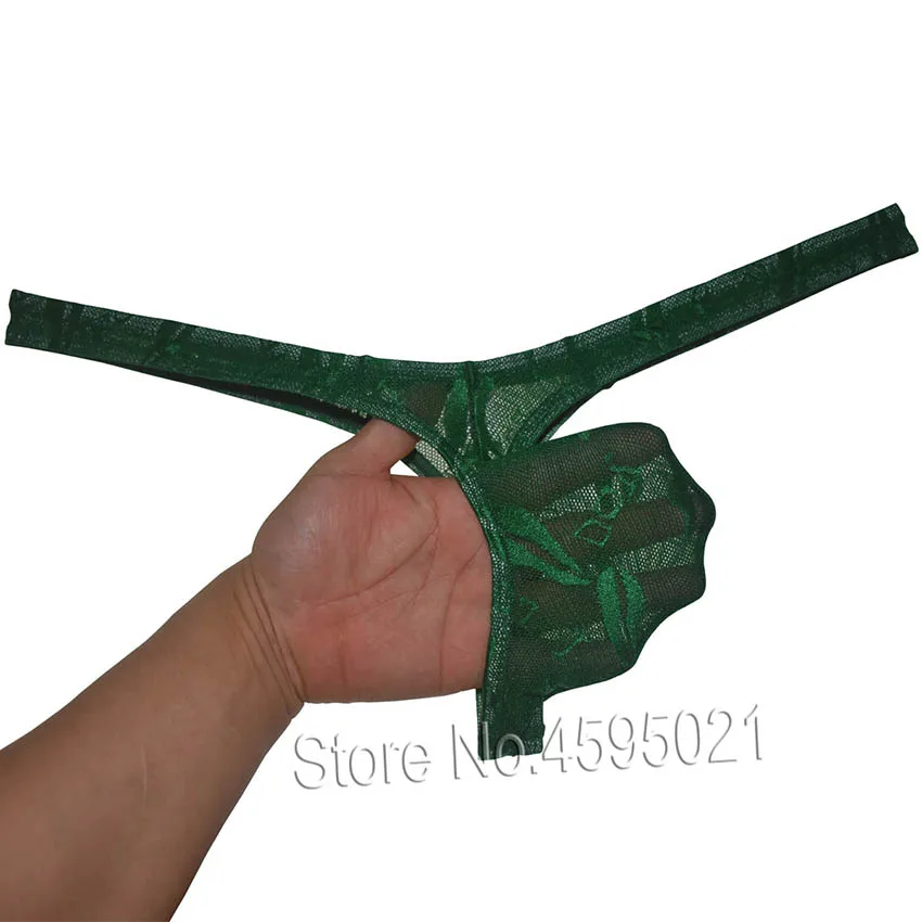 Hot Men Jacquard Bikini Thong Sexy Underwear See-through Pouch T-back Erotic Jock Strap No Show Panties Unisex Underpants