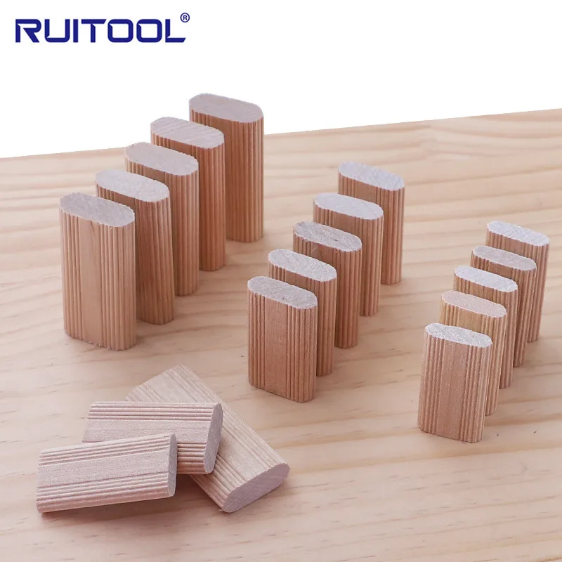 50Pcs Domino Solid Wood Tenon DIY Joinery Beech Wood Nail Cork Block Bolt Wood Board Furniture Splicing Connector for Woodwork